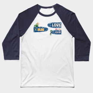 Love Flower Geometric Blue Colorful #45 Baseball T-Shirt